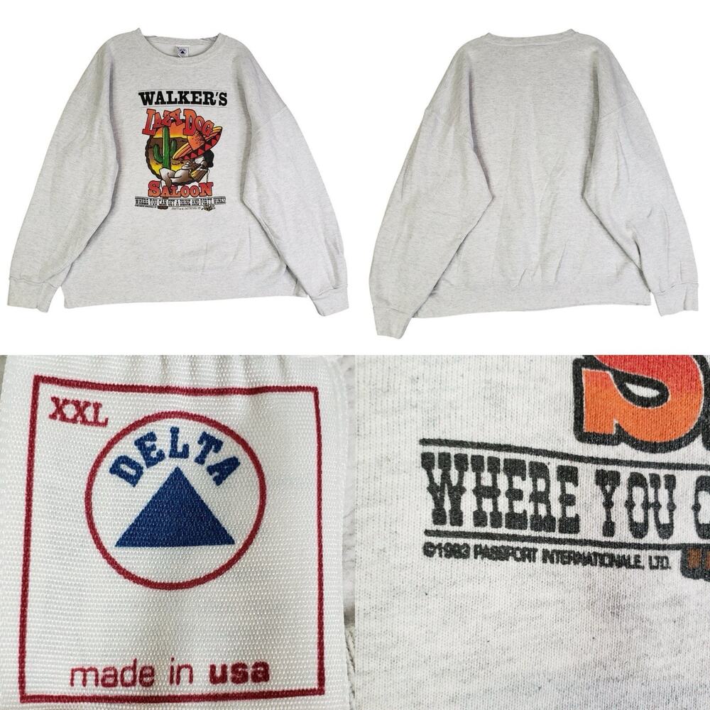 Vintage Sweatshirt Dog Saloon Beer Pullover Delta Tag USA Mens XXL Gray 1983